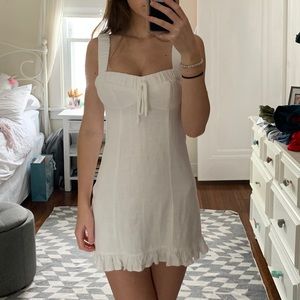 white linen mini dress